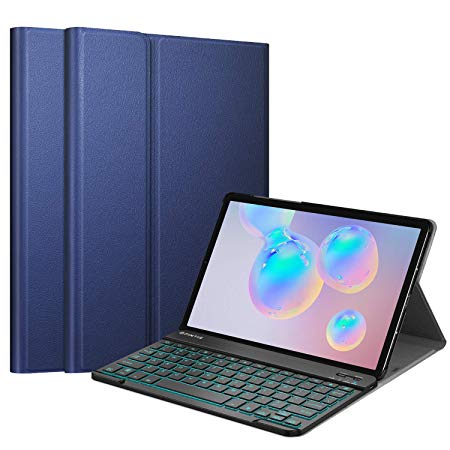 Fintie Keyboard Case for Samsung Galaxy Tab S6 10.5" 2019 (Model SM-T860/T865/T867), [Supports S Pen Wireless Charging] Slim Cover w/Detachable Wireless Bluetooth Keyboard, 7 Color Backlit, Navy