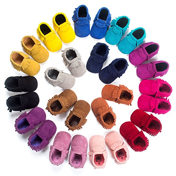 Unisex Baby Moccasins Soft Sole Tassels Prewalker Anti-Slip Shoes