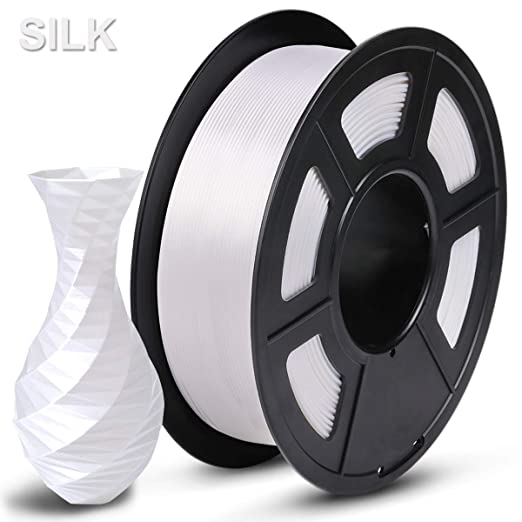 SUNLU Silk PLA Filament 1.75mm, 3D Printer Filament Silk, Silky Shiny Filament PLA for 3D Printers and Pens, 1kg(2.2Lbs)/Spool, Silk White