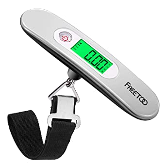 FREETOO Luggage Scale Portable Digital Hanging Scale for Travel, Suitcase Weight Scale with Superior Piano Lacquer 110 Lb/ 50Kg Capacity, Battery Included (Silver)