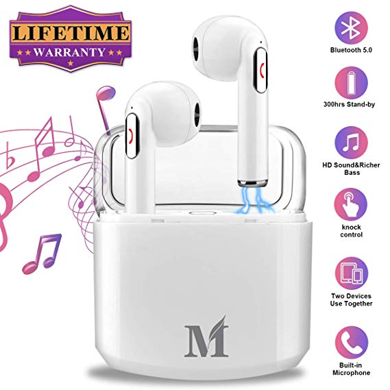 Wireless Earbuds with Charging Case,Bluetooth Earbuds with Mic for Running,Wireless Earphones Bluetooth Earphones with Microphone,Mini Sports Earbuds Sweatproof Compatible iOS Android Smartphone