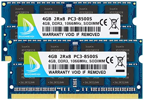 DUOMEIQI RAM compatible with Apple 8GB Kit (2x4GB) DDR3 PC3-8500 1066MHz Memory Upgrade for Late 2008, Early/Mid/Late 2009, Mid 2010 MacBook, MacBook Pro, iMac, Mac Mini