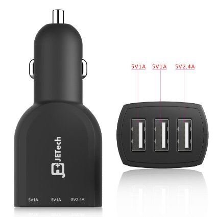 Car Charger JETech 3-Port Rapid USB Car Charger Cigarette Charger for Apple iPhone 66 Plus55S5C iPad iPad Air iPad mini iPod Samsung Galaxy S5S4S3 Tab 3 Note 32 Google Nexus 7 and More Black