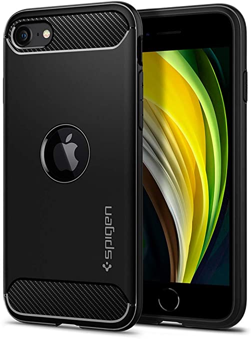 Spigen Rugged Armor Designed for Apple iPhone SE 2020 Case - Matte Black