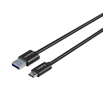 Lumsing 1m USB Type C (USB-C) to Type A (USB-A) Cable SuperSpeed Standard USB 3.0 Male Port With Reversible Type C Connector Design For Apple New Macbook - Black