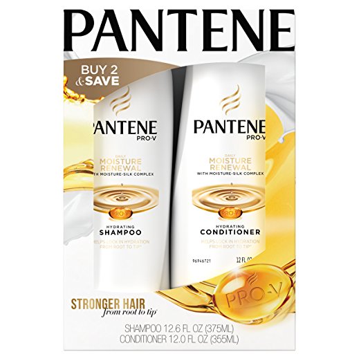 Pantene Pro-V Daily Moisture Renewal Hydrating Shampoo and Conditioner Dual Pack, 12.6 Fl Oz and 12 Fl Oz (Pack of 2)