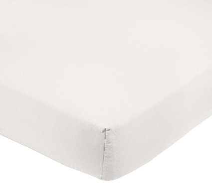 AmazonBasics Microfibre Fitted Sheet, Double - White/Cream