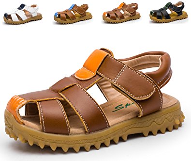 Giotto Closed Toe Leather Kids Summer Outdoor Sport Beach Sandals(Toddler/Little Kid)