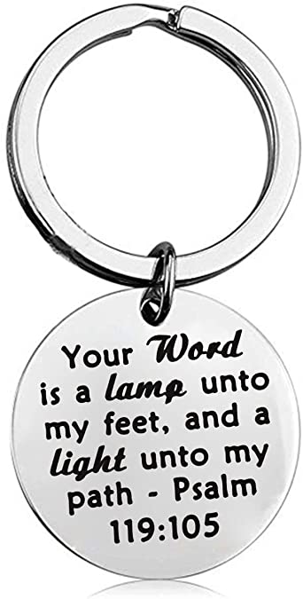 BEKECH Bible Verse Psalm 119:105 Your Word is A Lamp Unto My Feet Keychain