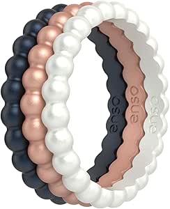 Enso Rings Stackable Beaded Silicone Wedding Ring – Hypoallergenic Unisex Stackable Wedding Band – Comfortable Minimalist Band – 2.5mm Wide, 8mm Thick