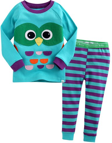Vaenait Baby Kids Boys 2pcs Long Sleeve Pajama Sleepwear Set Mint Owl