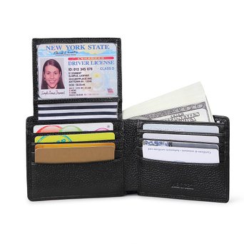 AECCEZ Men's RFID Blocking Genuine Leather Wallet ID Credit Card Holder for Men