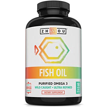 Fish Oil - Max Strength Omega 3 Fatty Acids with EPA and DHA from Purified, Sustainably-Sourced Fish Oil- Heart, Joint and Brain Health Formula - High Potency, Burpless Fish Oil Softgels