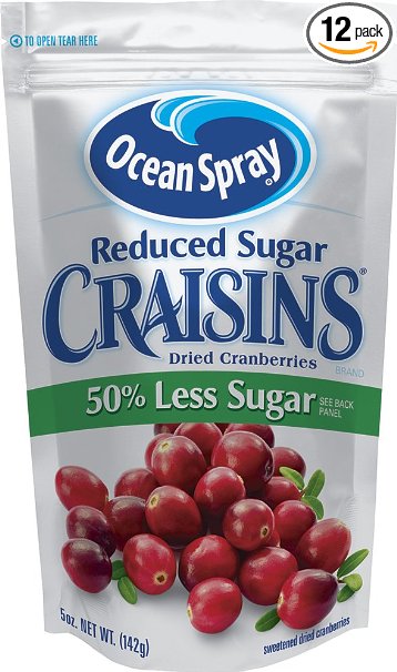 Ocean Spray Reduced Sugar Craisins, Dried Cranberries, 5 Ounce (Pack of 12)