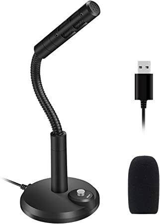 USB Microphone for Computer, ELEGIANT PC Microphone with Mute Button, LED Indicator Dictation Computer Microphone Plug and Play for PC Laptop Mac -YouTube Skype Recording Gaming Streaming (2m/6.5ft)