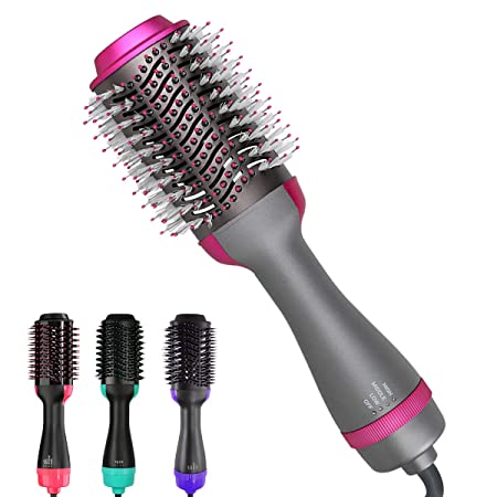 Hair Dryer Hot Air Brushes & Volumizer, Upgrade Salon Negative lon Hair Styling Brush Tool - Electric Blow Dryer for Straight, Curly & Wet hair, Ideal Gift (Cool-Gun)