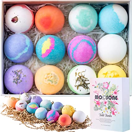MOCSONE Bath Bombs Gift Set for Women-12 Premium Bath Fizzies Spa Balls with Essential Oils for Relaxing & Beauty, Perfect Gift for Kids Birthday, Valentine’s Day & Christmas