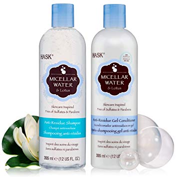 HASK MICELLAR WATER   LOTUS Shampoo and Conditioner Set Anti-Residue for all hair types, color safe, gluten free, sulfate free, paraben free - 1 Shampoo and 1 Conditioner