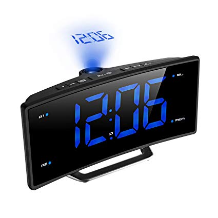 Digital Projection Clock, TopElek FM Radio Alarm Clock with USB Charging Port, Dual Alarms, Snooze Function, 2-inch Large LED Display with Dimmer, Sleep Timer