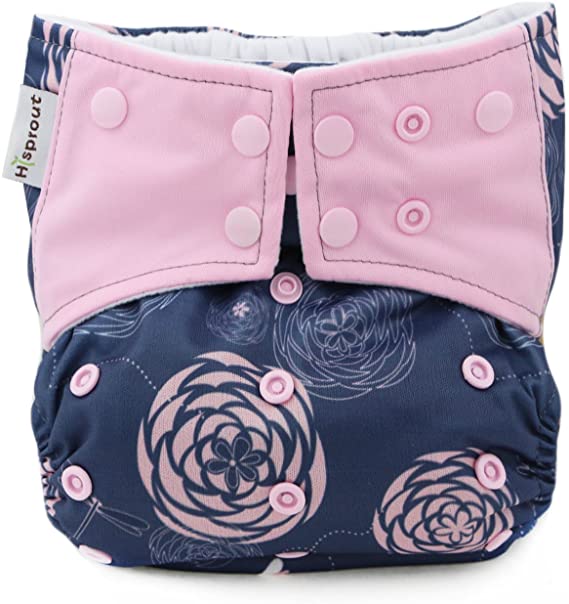 Hi Sprout One Size Adjustable Washable Reusable Pocket Cloth Diapers for Baby Girls and Boys，Dream Dragonfly