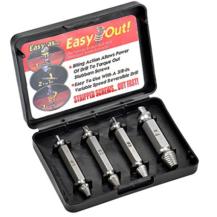 Damaged Screw Extractor and Remove Set by Wuudi Broken Bolt Extractor Set Broken Screw Grab with Speed and Precision, Set of 4 Damaged Screw Remover