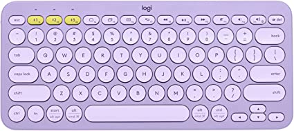 Logitech K380 Multi-Device Bluetooth Wireless Keyboard with Easy-Switch for Up to 3 Devices, Slim, 2 Year Battery-PC, Laptop, Windows, Mac, Chrome OS, Android, iPadOS, Apple TV - Lavender Lemonade