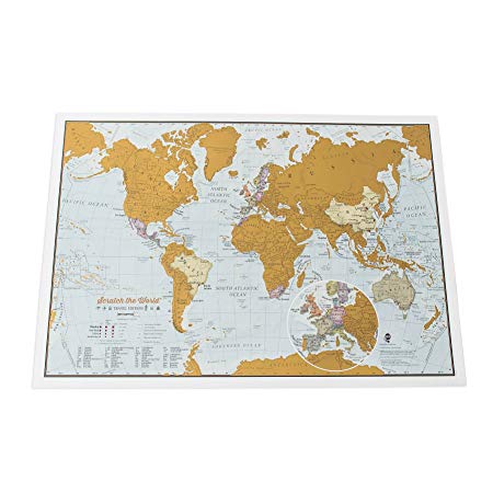Scratch The World® Travel Edition map Print - a3 Travel Sized 42.0 (w) x 29.7 (h) cm