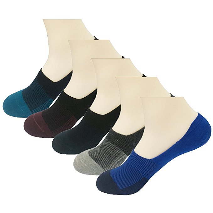 5 Pack Men No Show Sock Anti-slid Athletic Cotton Casual Ankle Non-Slide Crew Low Cut Socks