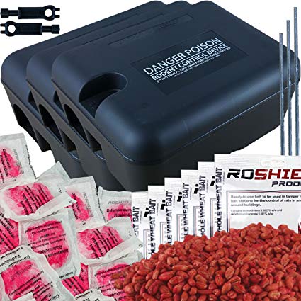 Roshield 3 x External Rat & Mouse Killer Control Rodent Poison Kit - Ready to Bait & Safe Around Children & Pets