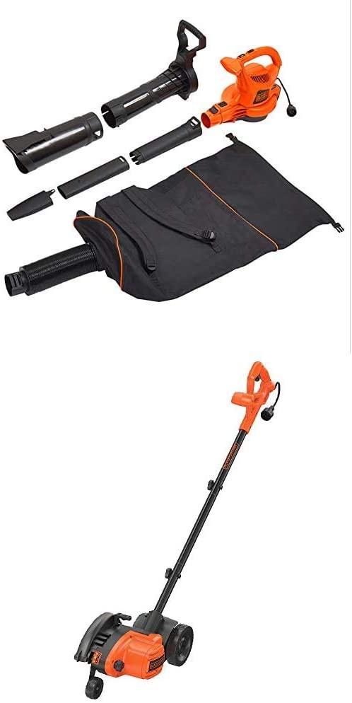 BLACK   DECKER (BEBL7000) Back Pack Leaf Blower Vacuum and Mulcher with (LE750) 12 Amp 2-in-1 Landscape Edger and Trencher