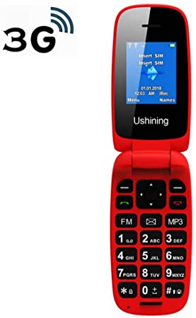 Ushining Unlocked Flip Phone 3G Big Icon Large Volume Flip Phones Unlocked Canada for Kids Seniors or Backup Phone (Red)