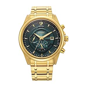 Titan Regalia Premium Green Chrono Stainless Steel Strap Analog Watch for Men-NS1830YM02