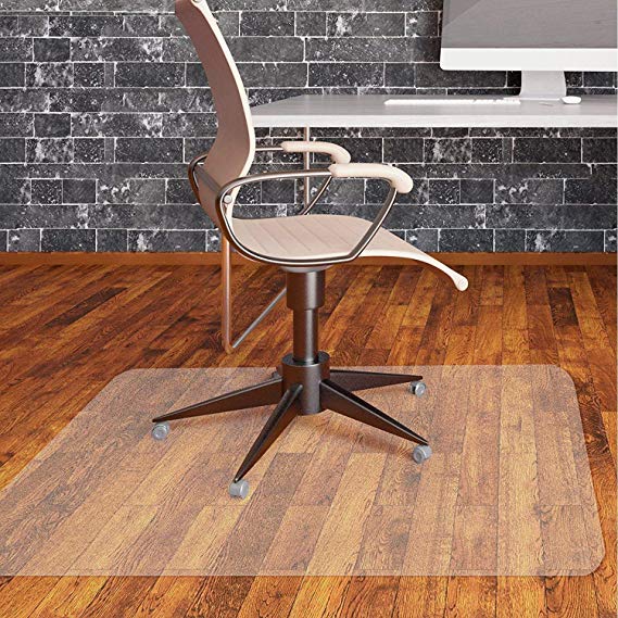 Office Chair Mat for Hardwood Floor by Somolux Computer Desk Swivel PVC Plastic Mat Clear Oversized and Rolling Delivery, Protect Hard Flooring in Home and Office 48 x 36 inches Rectangle