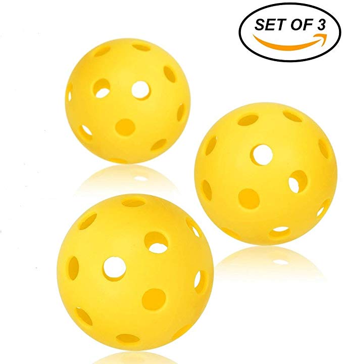 Pickleball Balls - Professional Patented 26 Hole Design Pickleball Balls， Set of 3 Indoor & Outdoor Pickleballs, High-vis Optic Yellow Pickleball Balls, USAPA Approved Pickleball Balls.