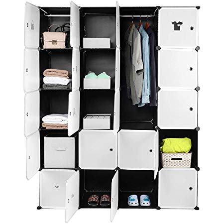 SortWise™ 20 Cube Portable Closet for Hanging Clothes, Armoire Wardrobe for Bedroom, Storage Cube Organizer with Doors, Modular Cabinet, Large Space & Sturdy Construction