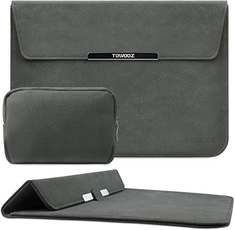 TOWOOZ 13-13.3 Inch Laptop Sleeve Case Compatible with 2012-2020 MacBook Air/MacBook Pro 13-13.3 inch/iPad Pro 12.9/Surface Pro, Artificial Leather, Innovative Materials,with a Small Bag. (13-13.3inch, Dark Gray)