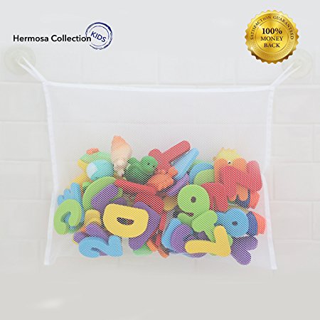 #1 Rated Bath Toy Organizer - Washable Mold Resistant Large Storage Bag for Bathtub & Shower Toys   2 FREE Additional Heavy Duty Suction Hooks