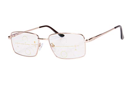 SHINU Men's Blue Light Blocking Progressive Multifocus Reading Glasses Metal Frame-MAT030