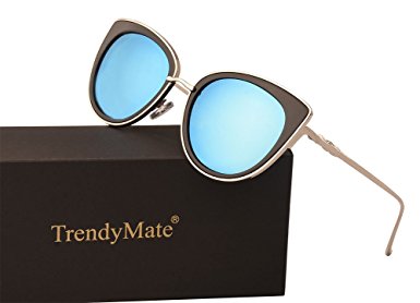 TrendyMate Women Metal Cute Cat Eye Mirror Sunglasses Fashion Eyewear