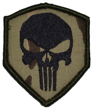 Punisher Skull 3x25 Shield Military Patch  Morale Patch - Multicam