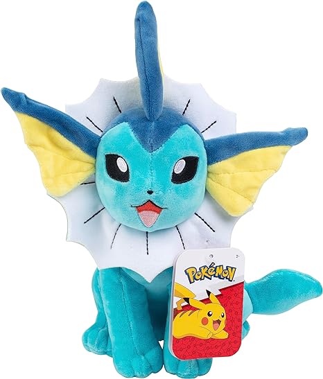 Pokémon Vaporeon 8/'' Plush - Officially Licensed - Quality & Soft Stuffed Animal Toy - Eevee Evolution - Add Vaporeon to Your Collection! - Great Gift for Kids & Fans of Pokemon, Blue