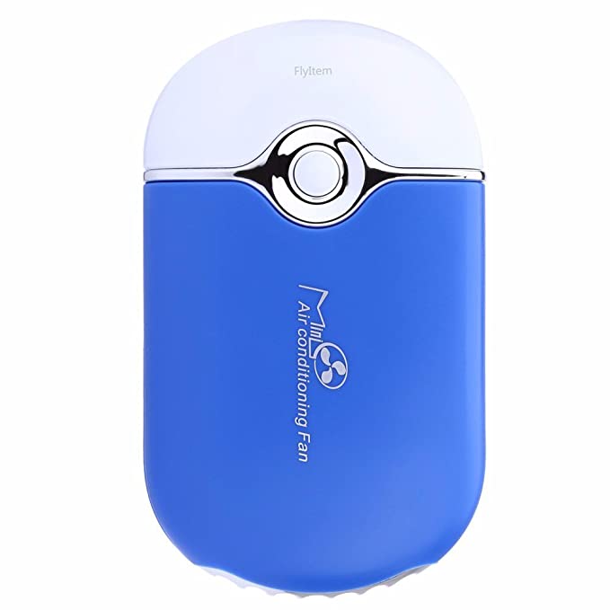 FlyItem USB Mini Portable Fans Rechargeable Electric Bladeless Handheld Air Conditioning Cooling Refrigeration Fan For Eyelash (Blue)
