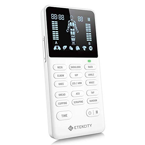 Etekcity 4 Channels TENS Unit Muscle Stimulator with15 Massage Modes & 20 Intensity Levels, Electric Pulse Rechargeable Therapy Massage Machine with All Accessories, FDA Compliant, 2-Year Warranty