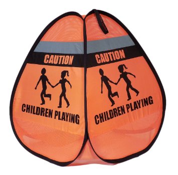 Novus Children Playing Weighted Orange Pop Up Safety Cone Sign With Reflective Tape