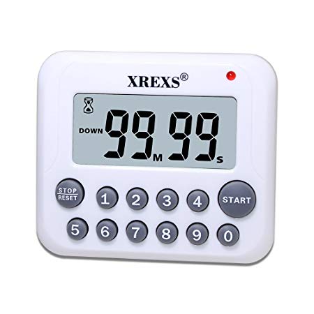 Digital Kitchen Timer Count Down Up - XREXS Cooking Timer with Hanging String, Loud Alarm, Easy Set, Magnetic Timer with Large Display Minutes and Seconds Directly Input (Battery Included)