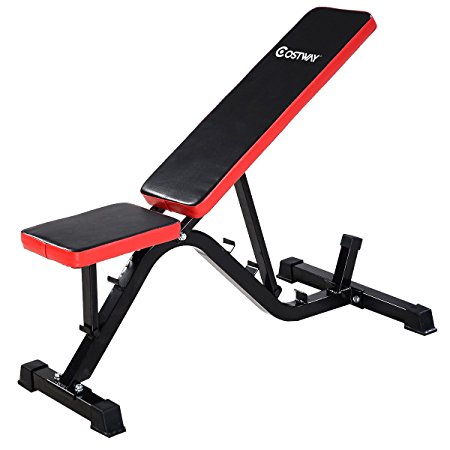 Goplus® Adjustable Sit Up AB Incline Abs Bench Flat Fly Weight Press Gym Red