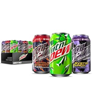 Mountain Dew Game Fuel 3 Flavor Variety Pack (Citrus Cherry, Mystic Punch, Original Dew), 12 Fl Oz (Pack of 18)