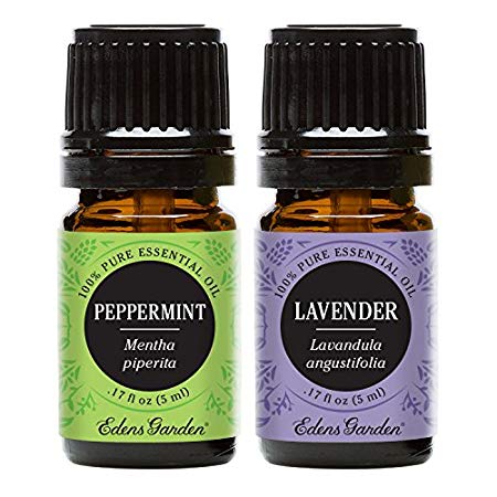 Peppermint + Lavender Value Pack 100% Pure Therapeutic Grade Essential Oil by Edens Garden- 2 Set 5ml