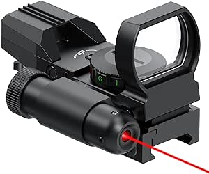 Feyachi Reflex Sight - 4 Reticle Red & Green Dot Sight Optics with Red Laser Sight Less Than 5mW Output for Picatinny Rails