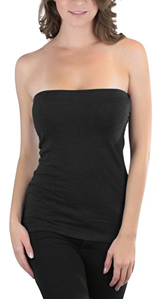 ToBeInStyle Women's Strapless Tube Tops with Built-in Shelf Bra